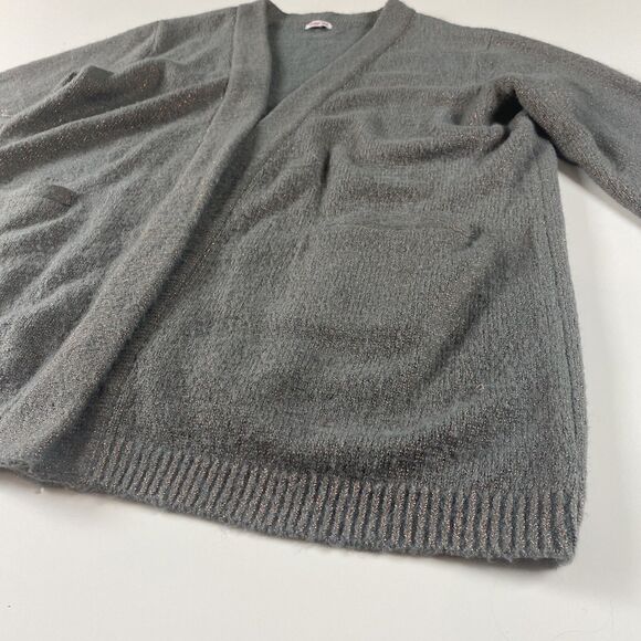 JOHNNY WAS Open Front Metallic Thread Cardigan Gray Size Small Women Sweater - Picture 4 of 8